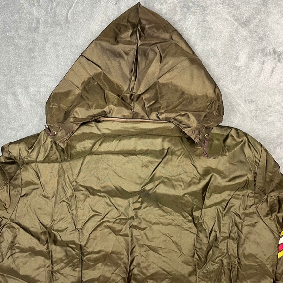 Vintage 70s 80s Olive Green Lined Bomber Jacket Hidden Hood Sportswear Men's Lrg - Picture 6 of 16